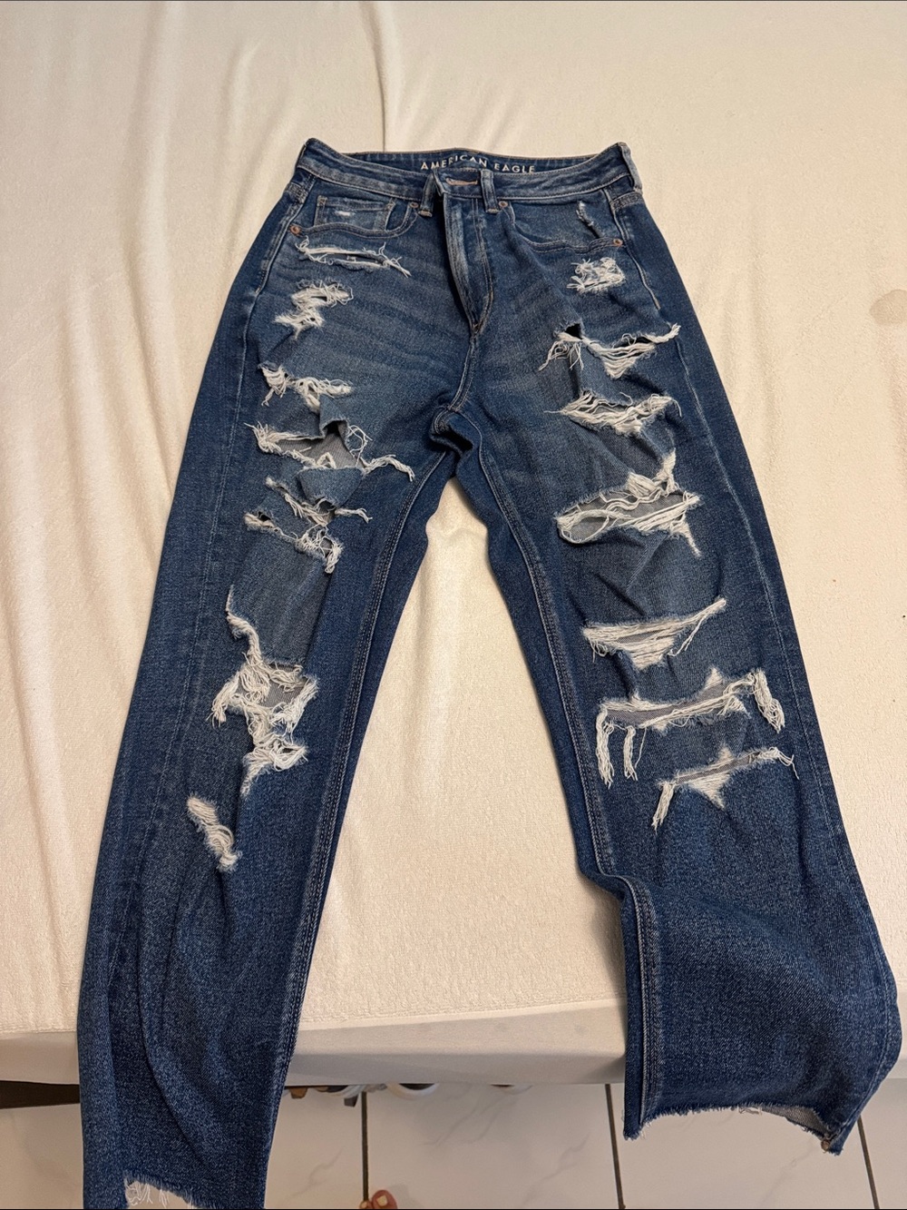 American Eagle Outfitters Women’s Dark Blue Distressed Boot Cut Jeans